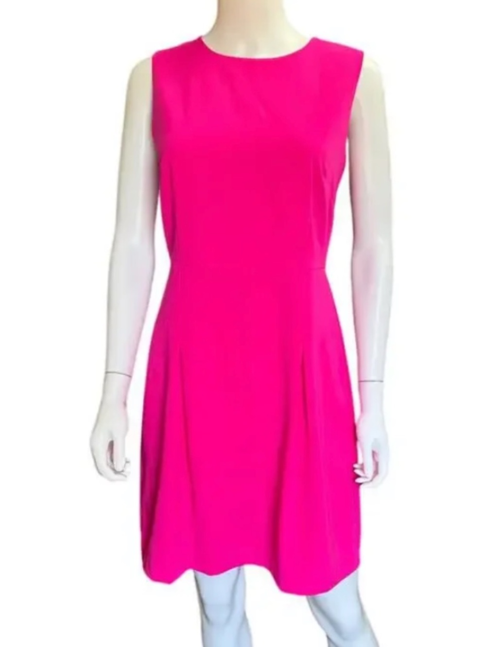 Jade Vibrant Pink Sleeveless Sheath Dress Pleated Detail Size XS
